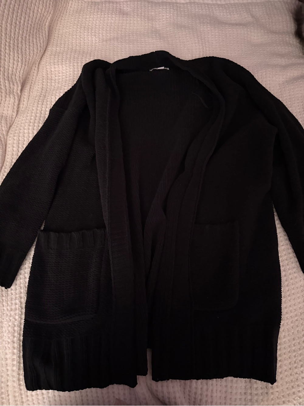 American Eagle Outfitters Black Open-Front Pocket Cardigan